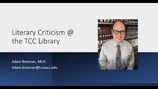 Literary criticism at the TCC Library (Old Ebsco UI)