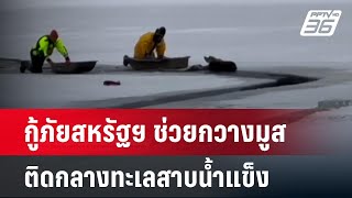 กู้ภัยสหรัฐฯ ช่วยกวางมูสติดกลางทะเลสาบน้ำแข็ง | เข้มข่าวค่ำ | 26 ม.ค. 68