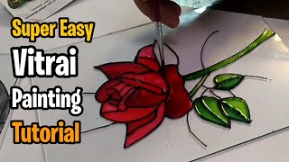 Super Easy Vitray Painting on glass; HOW to make Vitrai Paintig on a glass