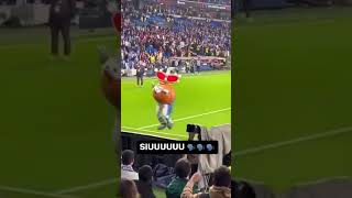 Funny Mascot doing Ronaldo's Celebration after beating Man United
