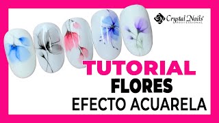 💅🏻TUTURIAL PASO A PASO DECORACION UÑAS EFECTO ACUARELA FACILES🌺 FLORES TECNICA CON GEL 🌷