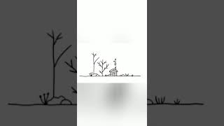 simple landscape drawing | step by step art tutorial