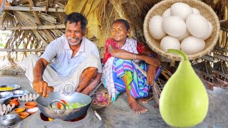 BOTTLE GOURD with EGG recipe cooking for lunch by our santali tribe couple