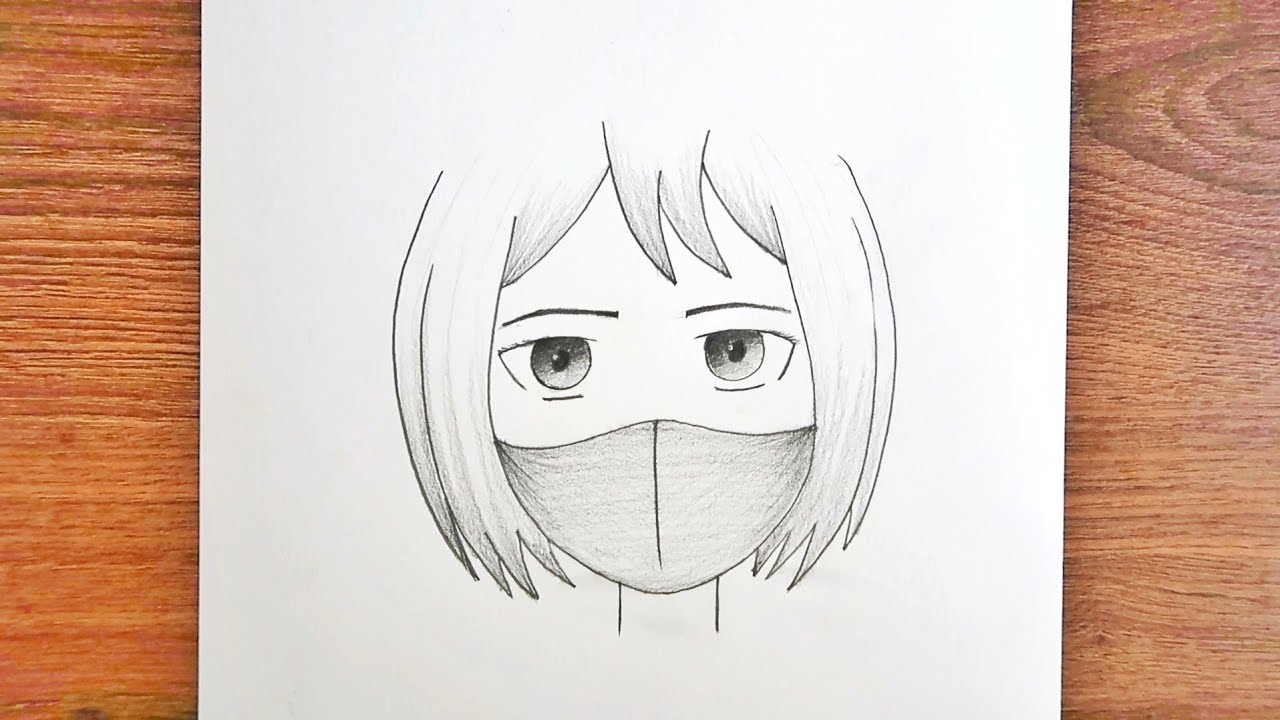 Easy Anime Drawing | How To Draw Anime Girl A Mask Easy Step-by Step ...