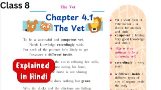 The Vet | Chapter 4.1 | English class 8 | Chapter Explanation in Hindi | state board