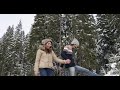 couple winter snow forest walking happy smiling man and woman holding hands in snowy park stock