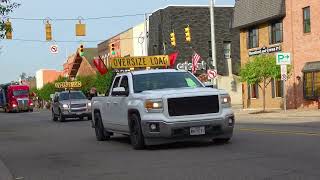 Huge Wind Turbine Blades transported through downtown Caro, Michigan