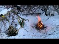 saskatchewan canada bush snowshoe fire starting cookout