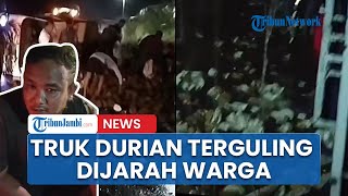 Viral Momen Truk Bawa Durian Terguling, Isinya Malah Dijarah Warga