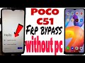 Poco c51 frp bypass | Poco google account |Poco c51 FRP BYPASS NEW TRICK