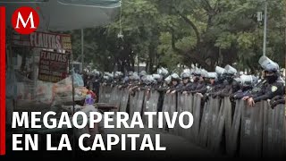 Policías de CdMx realizan operativo contra la piratería en el Centro Histórico