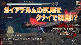 【モンハンライズサンブレイク】ガイアデルムの尻尾をクナイで切断！？【MHR:SB】