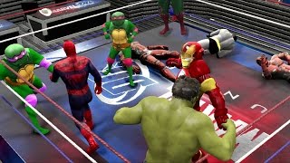 WWE PS4 ROYAL RUMBLE - Hulk vs Spiderman vs Iron man vs Wolverine vs Batman vs Venom vs Joker