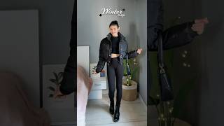 Monochrome winter outfit | Black on black fit | #shortsyoutube #yt #ytshorts #shortsfeed