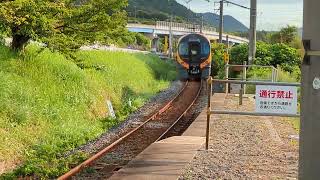 津島ノ宮駅を疾走する8600系しおかぜ、いしづち