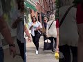 people’s reactions walkingdownthestreet shorts reaction nyc style model ladyinred viral