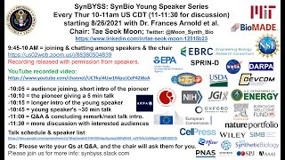 SynBYSS seminar with Prof. Chris Myers at CU Boulder and Dr. Jingchuan Luo at Whitehead Institute.