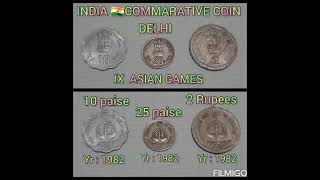 INDIA 🇮🇳 COMMARATIVE COIN 10paise 20 paise 25 paise 1 rupee 2 rupees 5 rupees YEAR 1980 to 2007