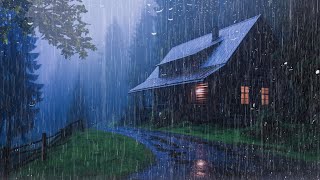 HEAVY RAIN on Roof for Deep Sleep & Insomnia Relief | Night Thunderstorm for Ins