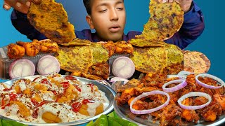 EATING DAHI BHALLA,CHICKEN CHILLI, FRIED CHICKEN, AALU KA PARATHA, INDIAN FOOD CHALLENGE VIDEO, FOOD