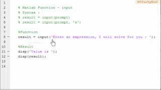 Matlab Function - User Input-input( )