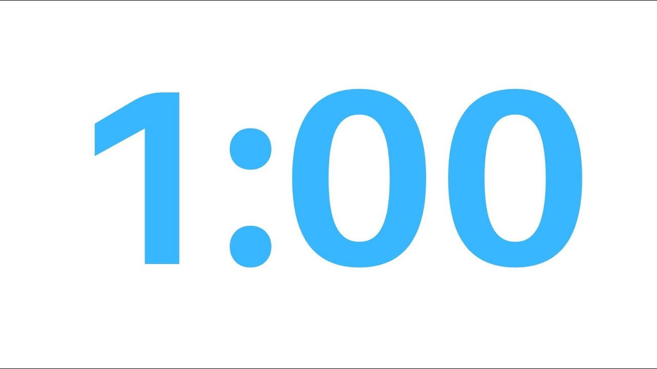 1 Minute - 60 Second Simple Countdown Timer - Blue Numbers - YouTube