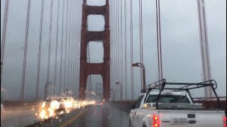 RAINY GOLDEN GATE BRIDGE: Raw video of drive across  Golden Gate Bridge this morning