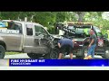 pickup truck knocks down pole hits hydrant in youngstown