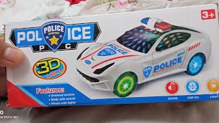 Police protect service car toy with 360° rotation & 3D light Police car unboxing & testing || hindi