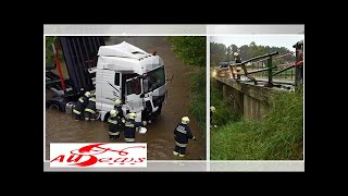 Unwetter: Lkw stürzte in Thaya, Fahrer eingesperrt