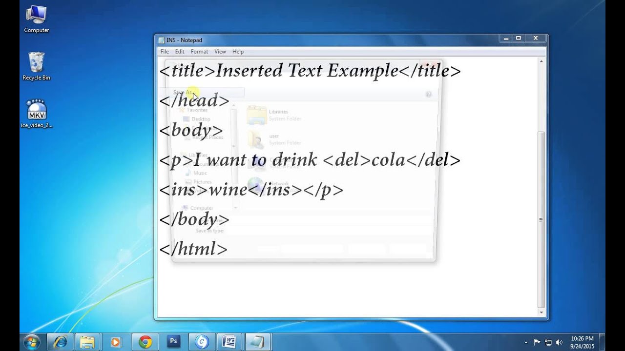 HTML INSERTED TEXT PART 22 - YouTube