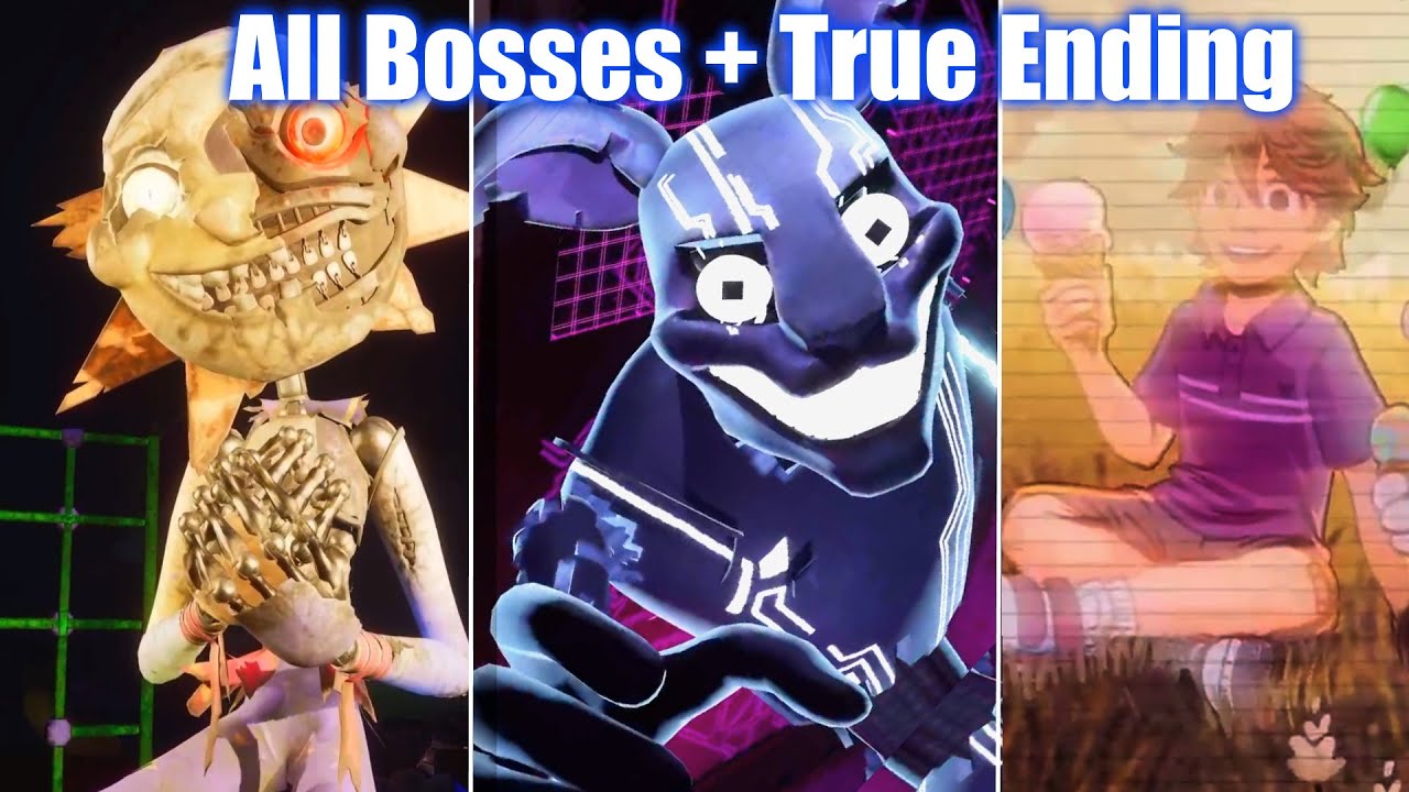 FNAF Security Breach Ruin DLC - All Boss Fights & True Ending - YouTube