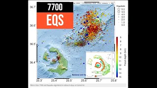 7700 Earthquakes with ground uplift recorded at Santorini Volcano area. Friday 2/7/2025