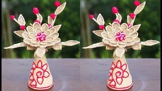 Flower And Flower Vase Decoration Idea with Jute Rope | Best out of waste Idea Using Jute