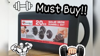 Powermax Dumbbells 20 Kg | Unboxing Adjustable Dumbbell Set with Non-Slip Grip on rods for workout
