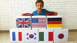 Mark teaches flags of countries and their car brands