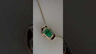 Organic Shaped Dual Bezel Necklace: Emerald \u0026 Pearl