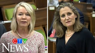 Chrystia Freeland and Candice Bergen spar over Canada's COVID-19 response