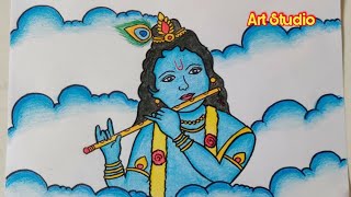 Janmashtami Special Krishna Painting/Janmashtami drawing easy/lord krishna drawing for beginners