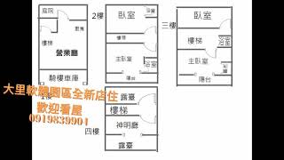 大里軟體園區全新未住 大地坪雙車位大四房透店 台中市大里區長春路 地坪：35.91 總建坪:82.389 主建物：72.461 附屬坪：9.928 格局：4房/3廳/5衛 售價 :  2680萬