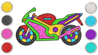 Aprende a dibujar una Moto 🏍 Dibujos para niños🔴🔵🟡🟢 | Chiki Arte