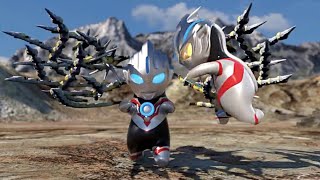 Ultraman Orb BabyウルトラセブンCác Siêu nhân điện quang tí hon đối đầu vs kẻ phản diện bóng tối Belial