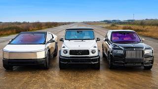 Tesla Cybertruck vs RR Cullinan vs NUEVO AMG G63: ARRANCONES