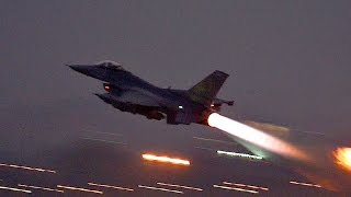 F-16 Night Afterburner Takeoffs From Incirlik Air Base