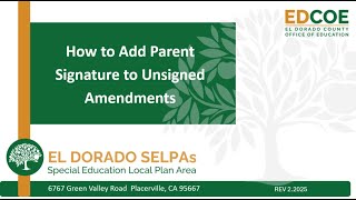 How to Add Parent Signature to Unsigned Amendments (SEIS)