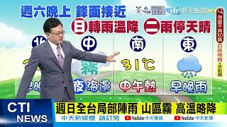 【戴立綱報氣象】好天氣到週六白天 鋒面週六晚上近｜偏南風 西部天晴中午熱 東部早晚雨 @中天電視CtiTv  20220506