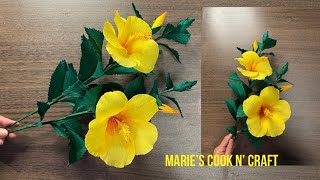 I Made This Realistic Yellow Hibiscus(Gumamela) Crepe Paper Flower/DIY Paper Flower/Crafting