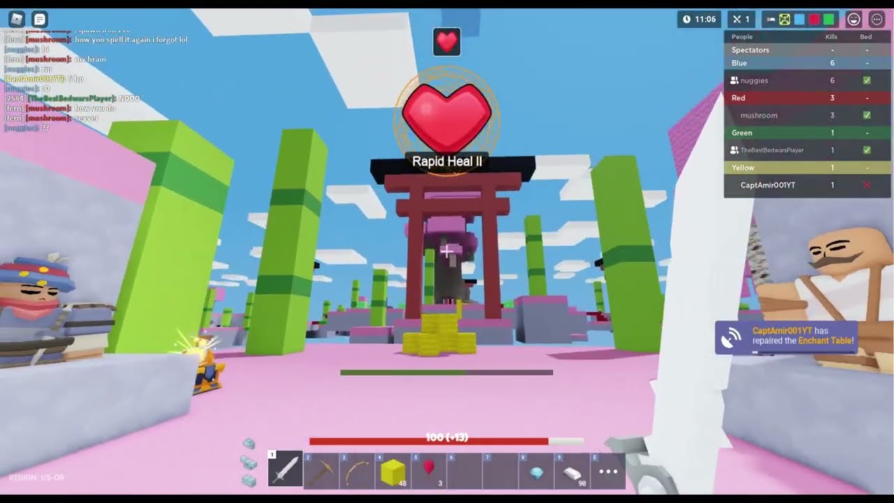 1v1v1v1 In Bedwars Roblox Youtube