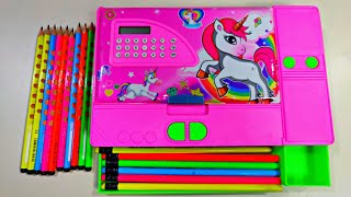 Unicorn Calculator Jumbo Button Pencil Case | Unboxing And Review | Geometry Box, Pencil Box 😍🤩