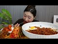 mukbang 짜파게티 아니고 짜슐랭😚 5봉지 파김치 총각김치 갓김치 매운김치 먹방 black bean noodles real sound asmr eating